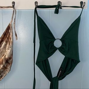 forest green halter top